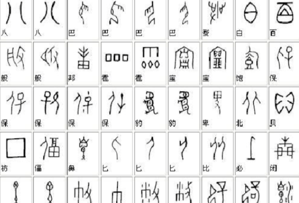 甲骨文汉字对照表大全