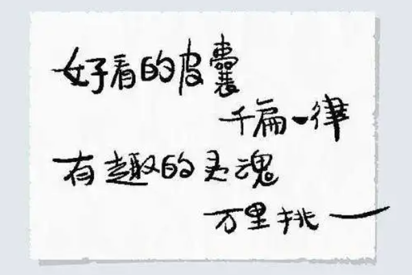有趣的灵魂万里挑一、好看的皮囊千篇一律