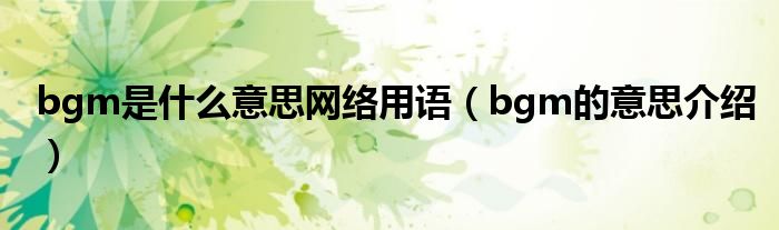 bgm是什么意思