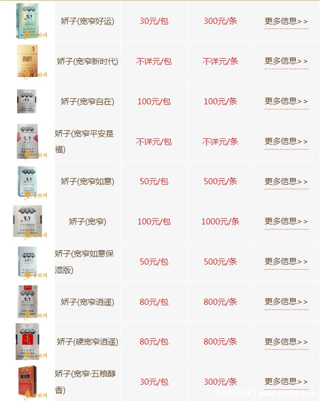 宽窄香烟价格